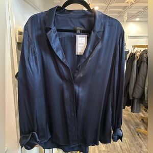 J.Crew satin blue pajama top size L